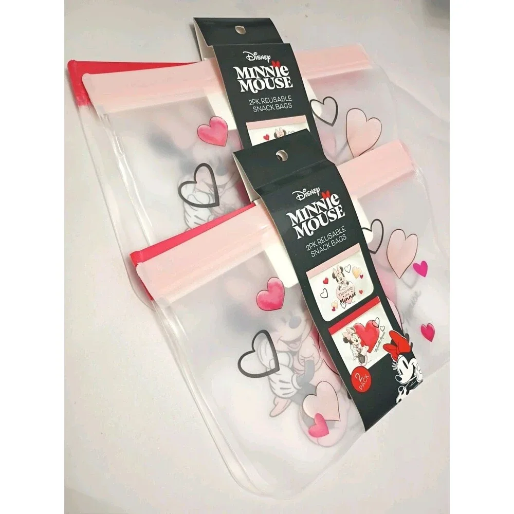 Disney Minnie Mouse 2Pk (4Bags) Reusable Snack Bags 8